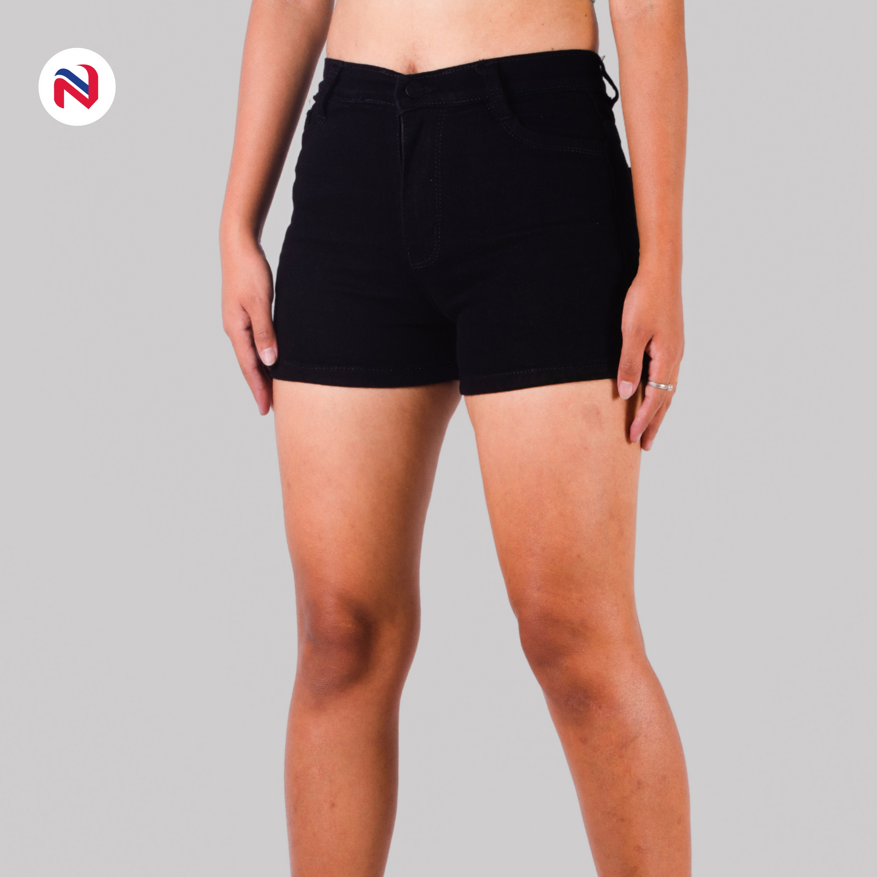 Nyptra Black Stretchable Denim Shorts 