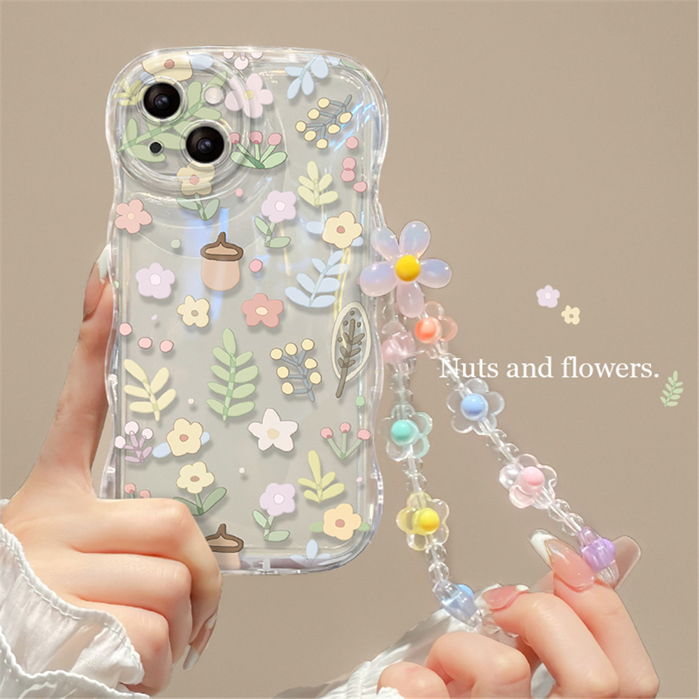 2025 New Cute 3D Flower Bracelet Wrist Chain Lanyard Clear Soft