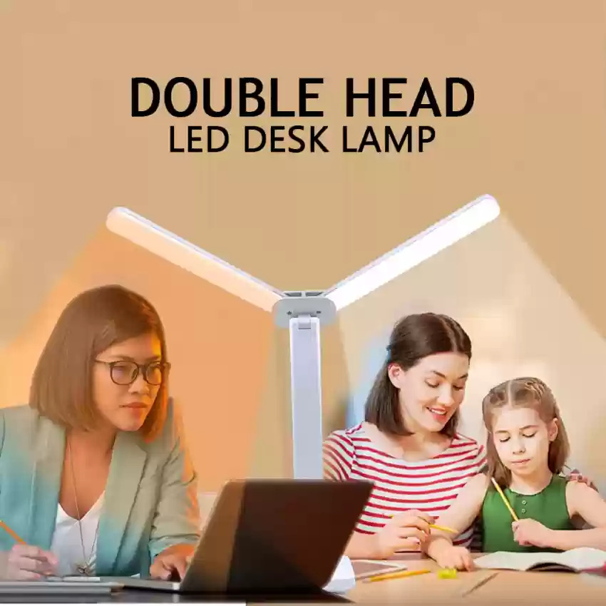 USB Rechargeable Double Head Table Lamp With Dimmable LED