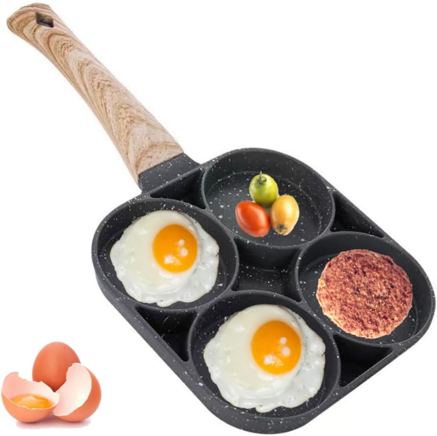 4 Hole Non-Stick Egg Frying Pan, Perfect for Omelets, Pancakes & More