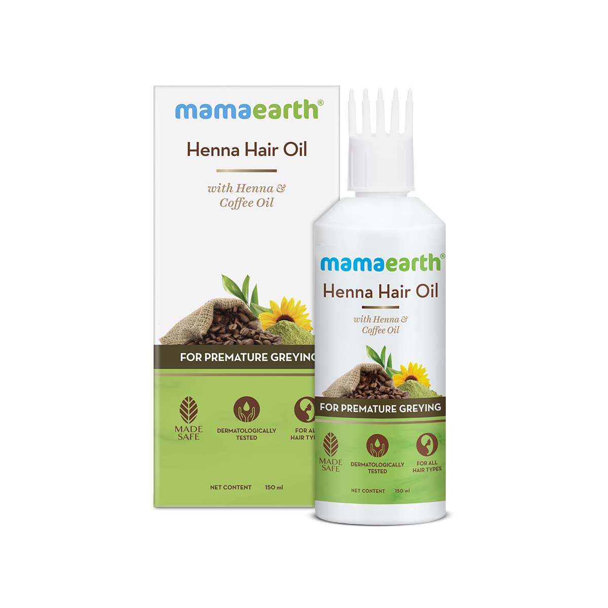 mamaearth Henna Hair Oil With Henna & Coffee Oil for Premature Graying - 150 ml