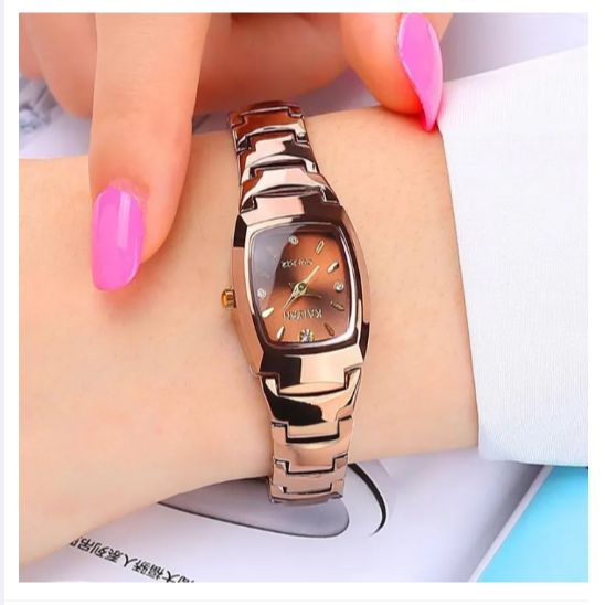 Luxury Coffee Color Rectangle Waterproof Warranty Ladies Watches