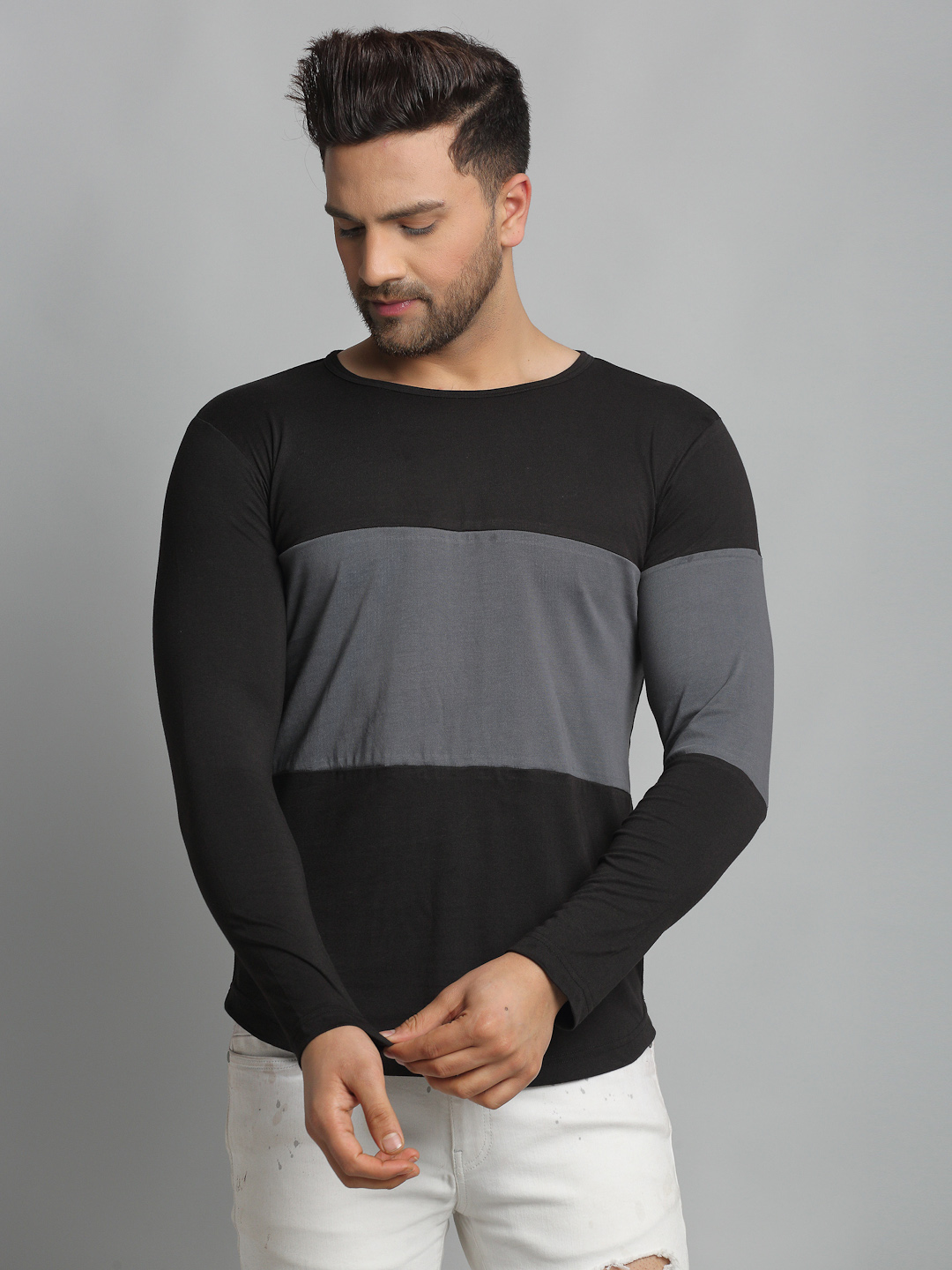 Light Grey Cut \u0026 Sew Round Neck Cotton 