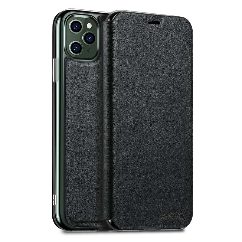 X-Level SHANDOO Ultra Thin PU Leather Flip Case with Stand Function for iPhone 11 Pro Black