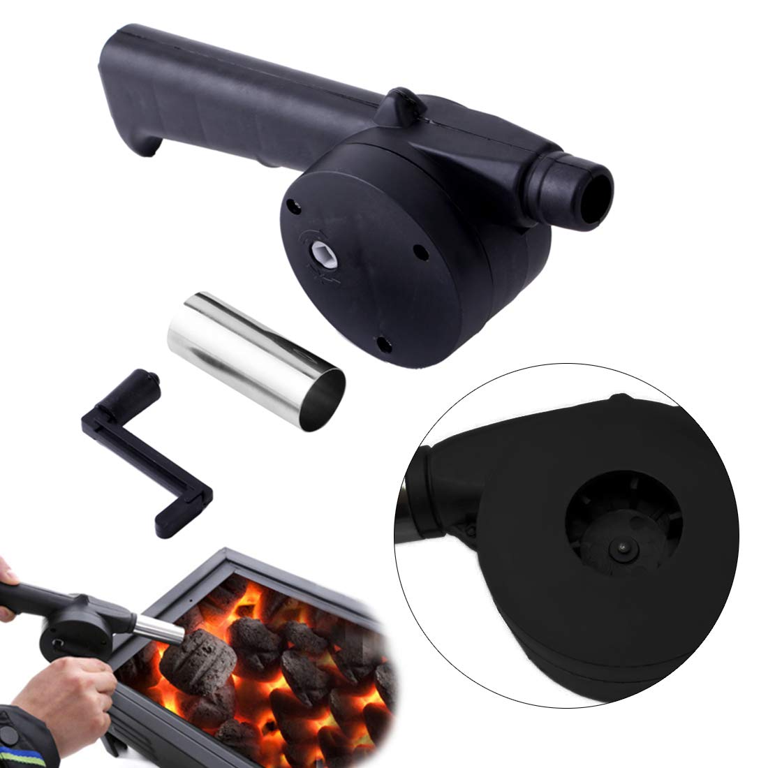 Outdoor Cooking BBQ Fan Air Blower, Manual Grill Fire Starter, for BBQ Picnic Outdoor Camping Hiking Cooking Tool