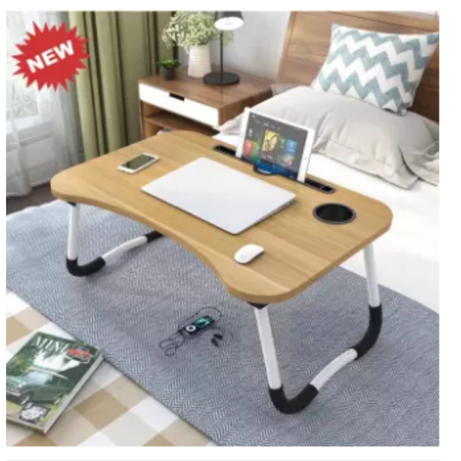 Study Table Wooden, Folding Portable ( Multipurpose Study/Laptop Stand)