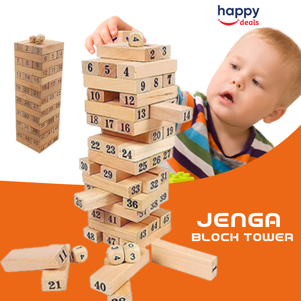 48 Pieces Jenga Blocks Timber Tower Tumbling Game For Kids And Adults, Jenga  Game Traditional Classic Jenga Blocks Truth And Dare Game For Everyone 54  Wooden Blocks With 4 Dices Game: Buy