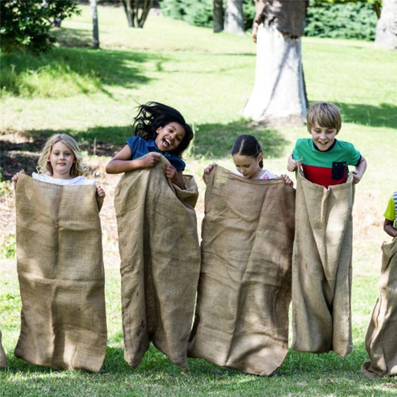 thumbnail image 2 of 18 PCS Large Burlap Sack Race Bags 24x40 Inches With 3-Legged Race Bands & Party Accessories 2 of 9
