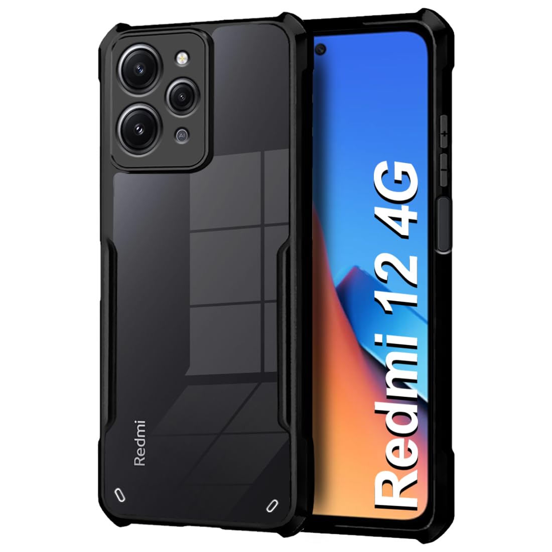 Redmi 12 4G Semi Transparent Back Cover with 4 Corner Airbag Protection ...