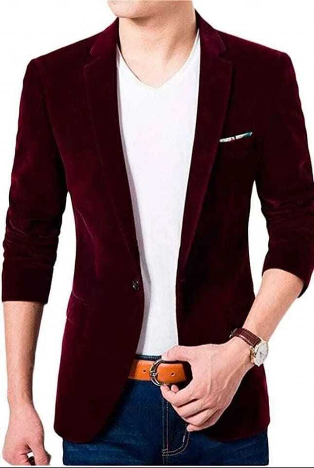 Maroon colour cheap velvet blazer