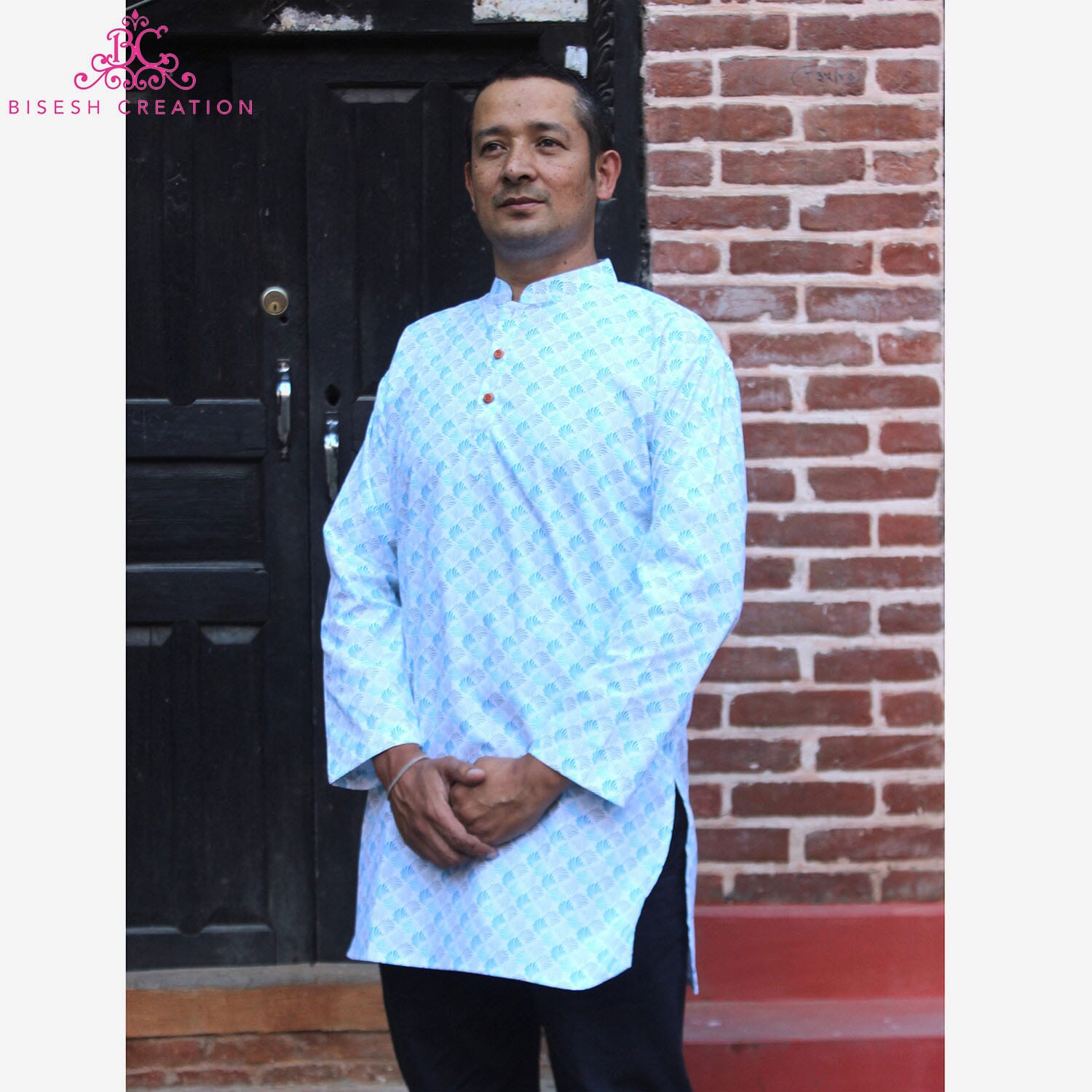 Bisesh Creation White Cotton Printed Kurta For Men