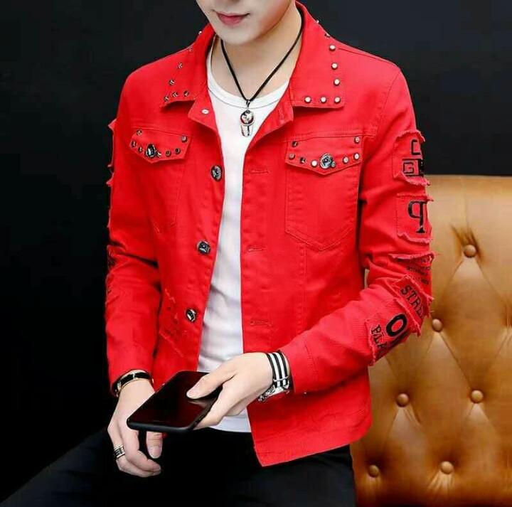 denim red jacket men