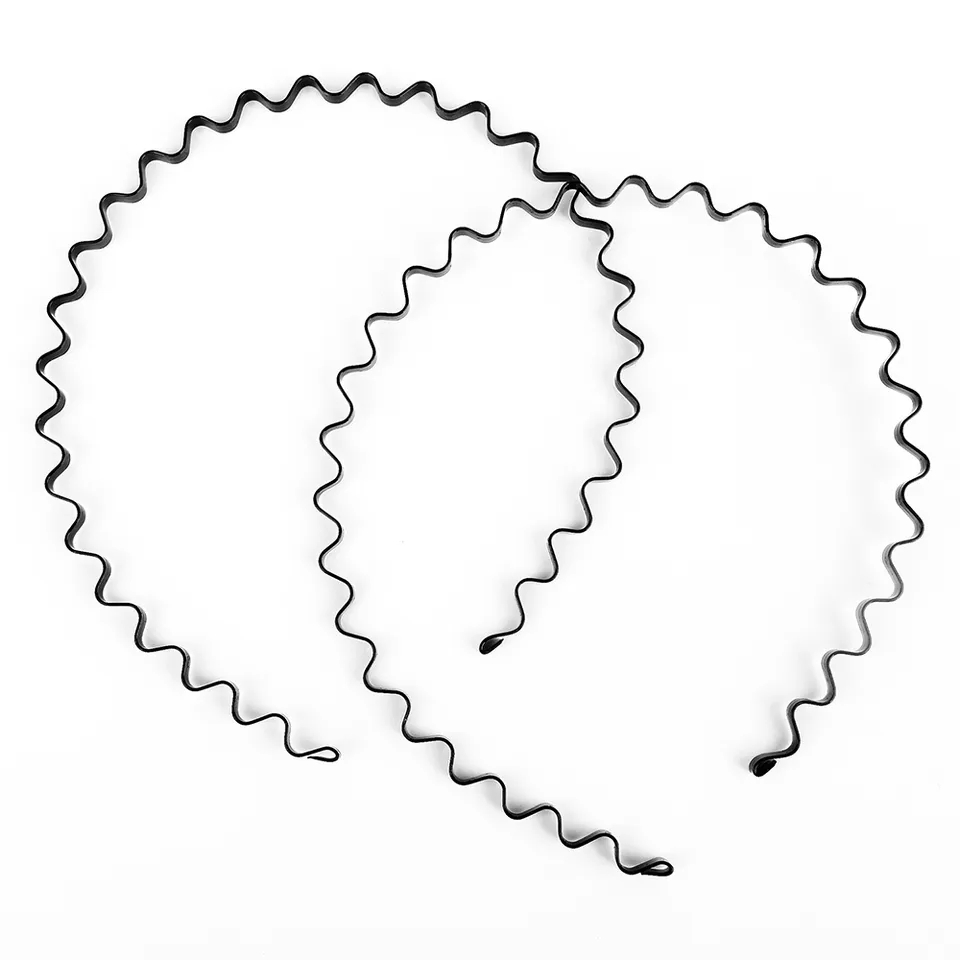 1Pcs Boys Girls Black Metal Waved Style Holiday Sports Hairband Solid New Men Women Unisex Hair