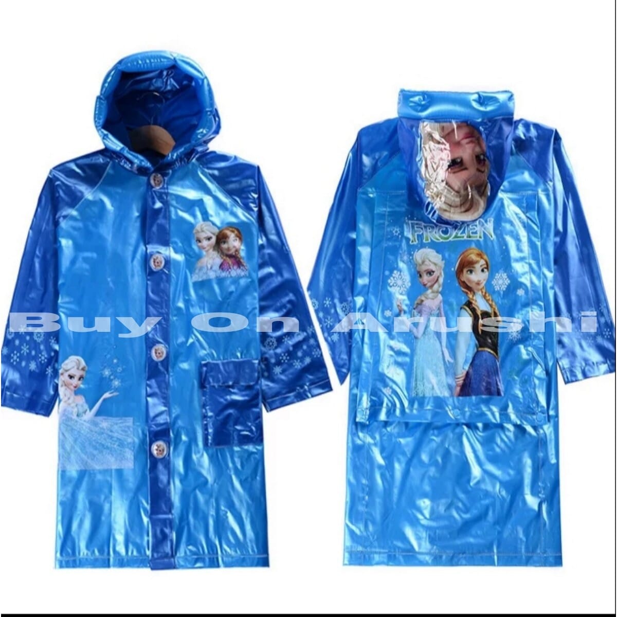 Kids Unisex Solid Cartoon Printed Raincoat(Print May Vary) By Arushi