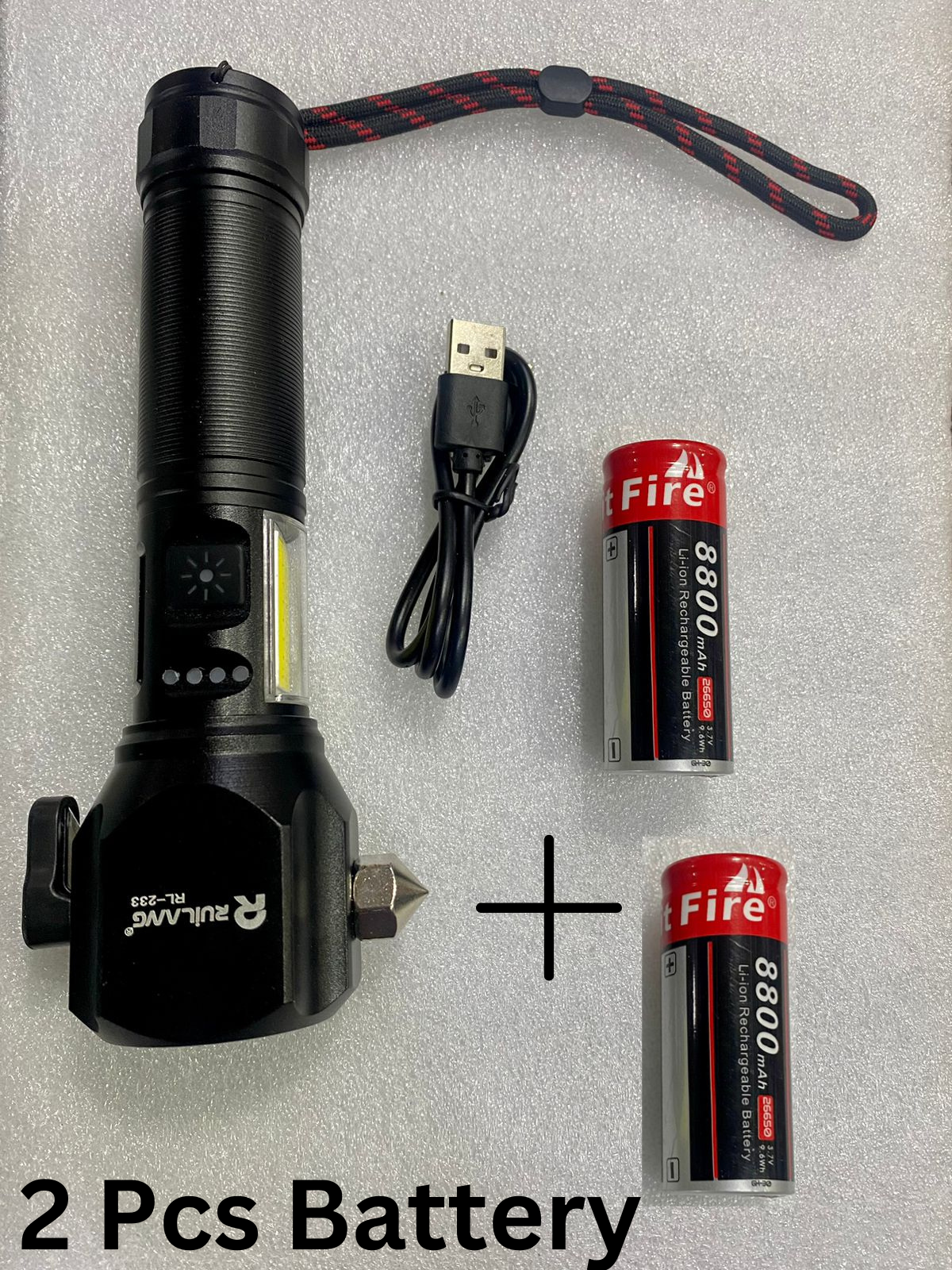 Ruilang Multifunctional Rechargeable Torchlight | 12000mAh Rechargeable Torch (2 Pcs Battery)