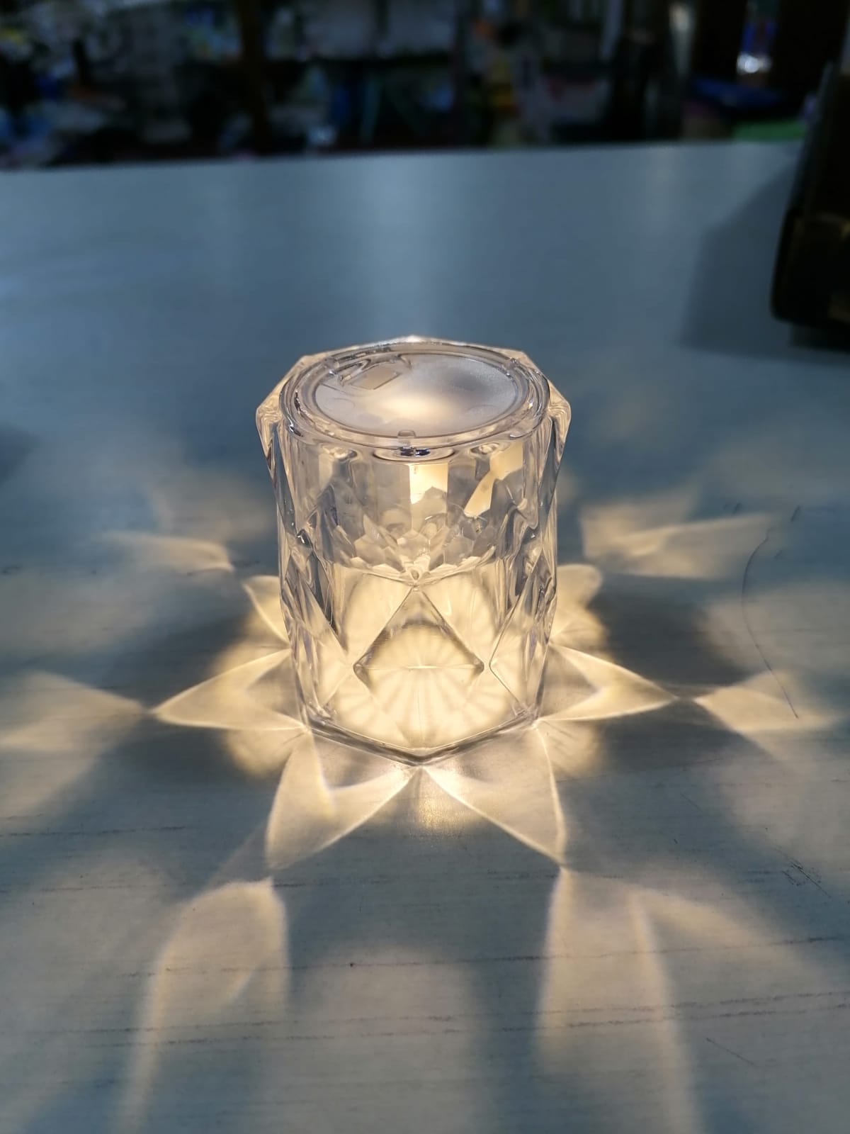 Mini Acrylic LED Crystal Diamond Table Lamp Candle Light Battery ...