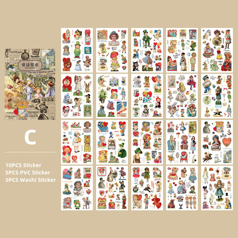 RHS Online 20 Sheets Vintage Estate Series Magazine Sticker Book Washi ...