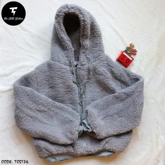 grey fur hoodie