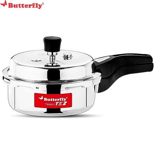 Butterfly Tez Triply Stainless steel induction base Outer lid 2 liters pressure cooker