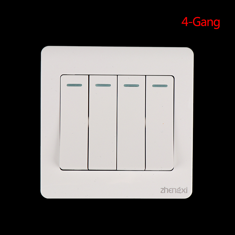 Wall Switch 1/2/3/4 Gang 1Way Button Wall Light Switch On / Off Push ...