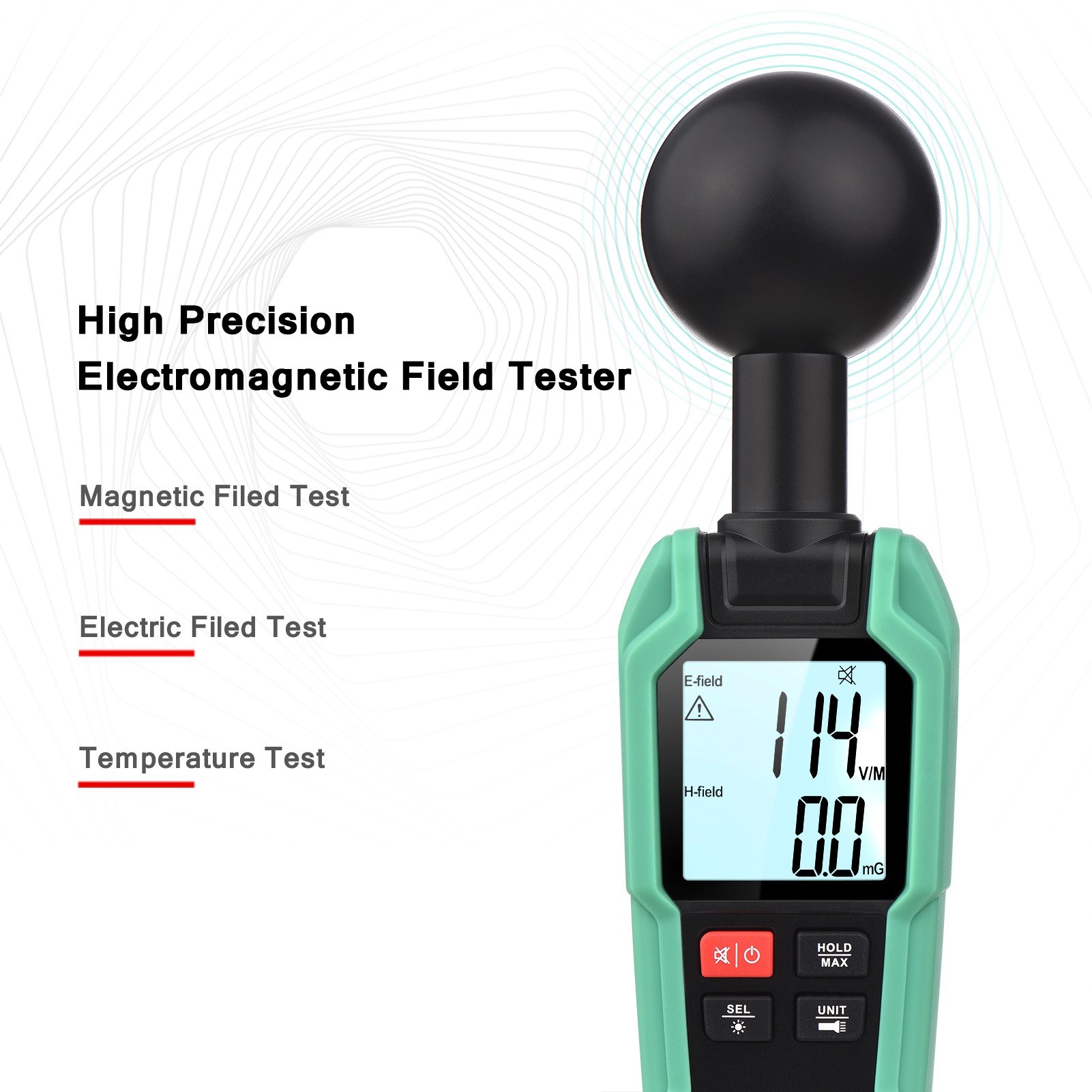 Mastfuyi EMF Meter Electromagnetic Field Tester High Precision Electromagnetic Radiation Testing Gauge Electromagnetic Wave Radiation Detector 2-inch LCD Digital Display with Backlight Flashlight. 