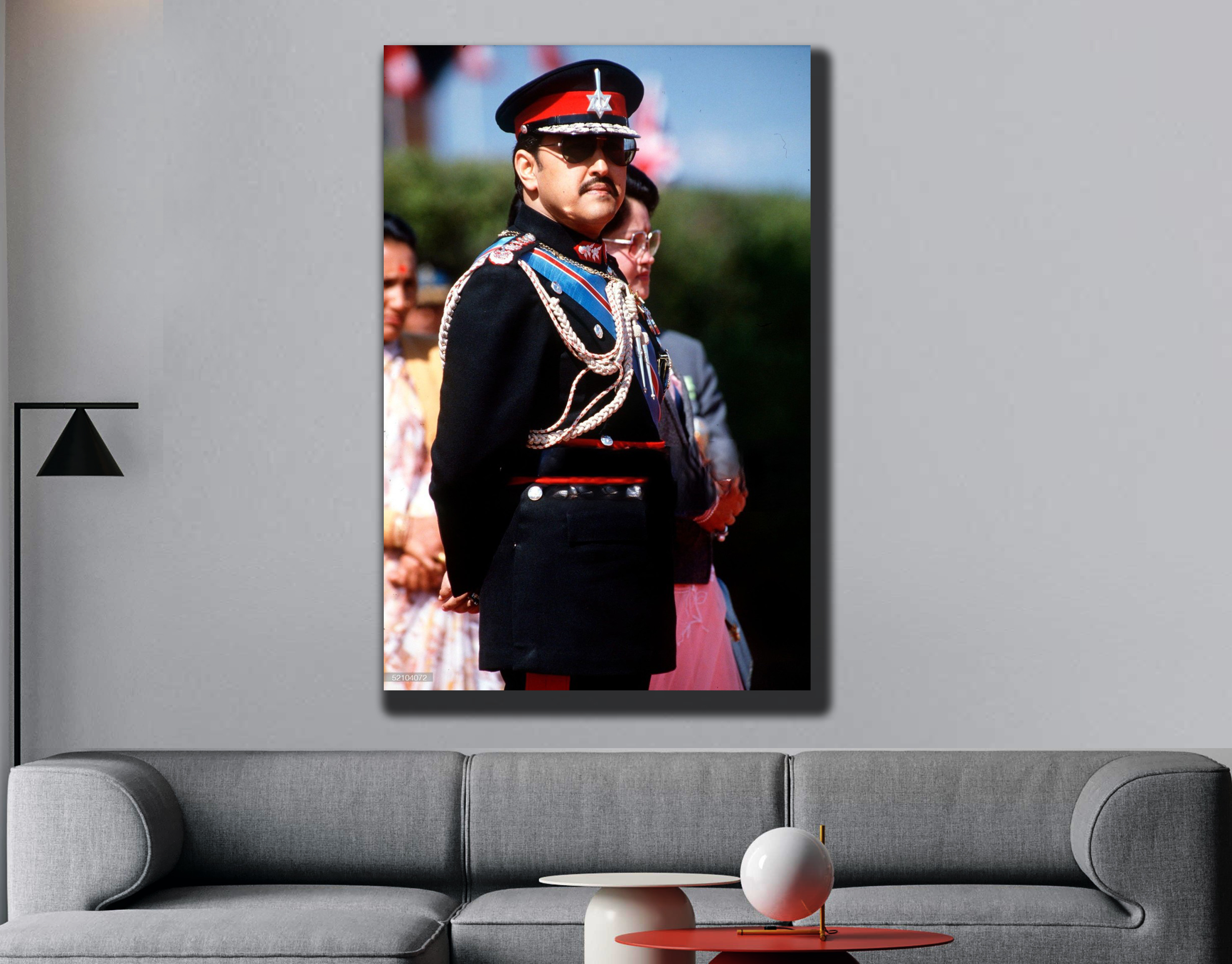 King Of Nepal Birendra Bir Bikram Shah Dev Canvas With Wooden