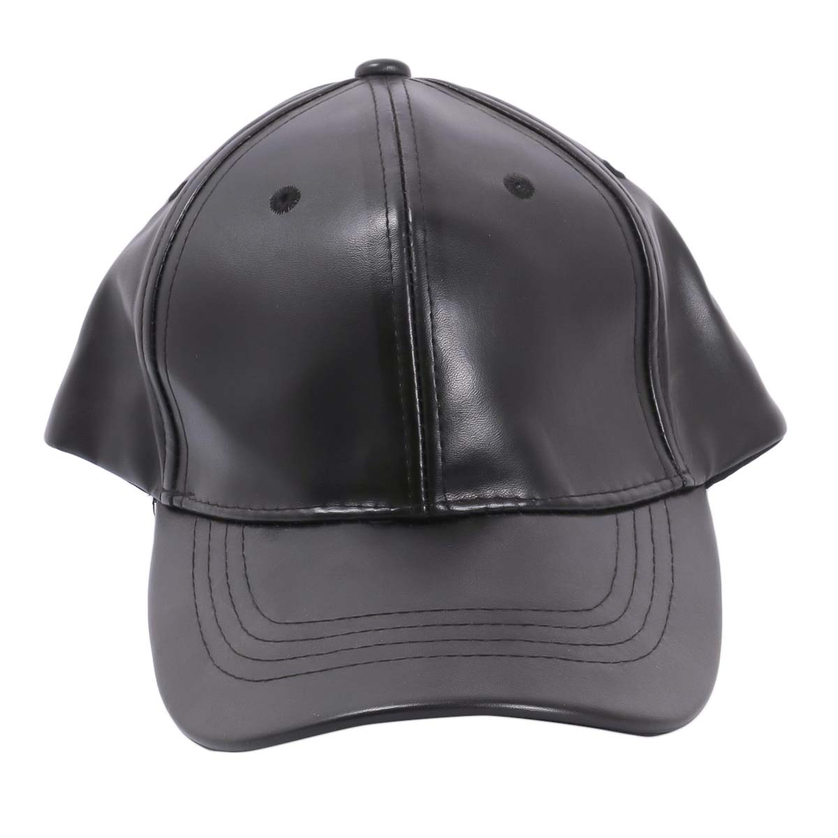 black faux leather cap