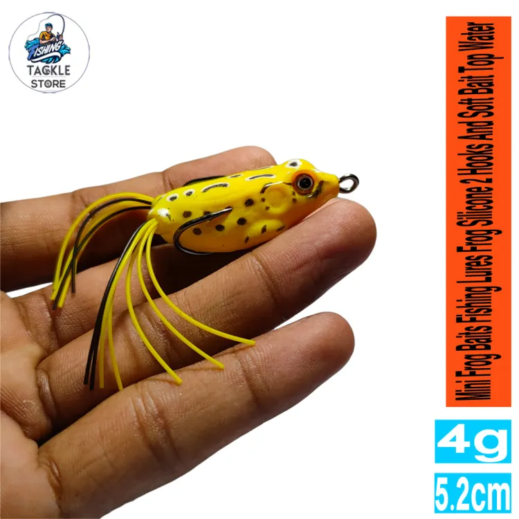 4cm 5.2g Mini Frog Baits Fishing Lures Frog Silicone 2 Hooks And Soft Bait  Top Water Color Yellow
