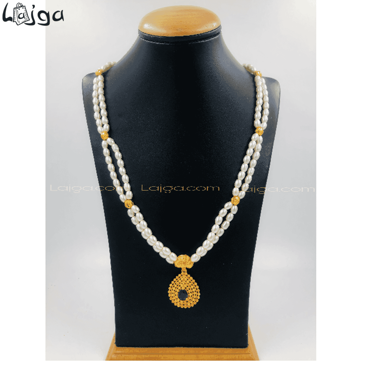 Lajga Moti Two Layer Mala With Panna 