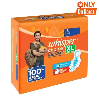 5 X Whisper Choice Ultra Sanitary Pads XL (6 pads) + free 1 pack ogf 6 pads