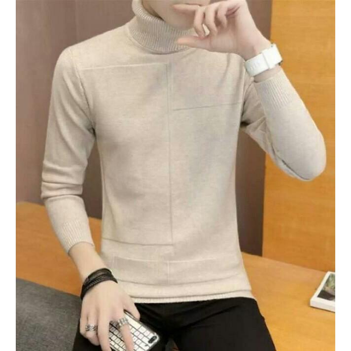 Plain Cream Sweater For Men