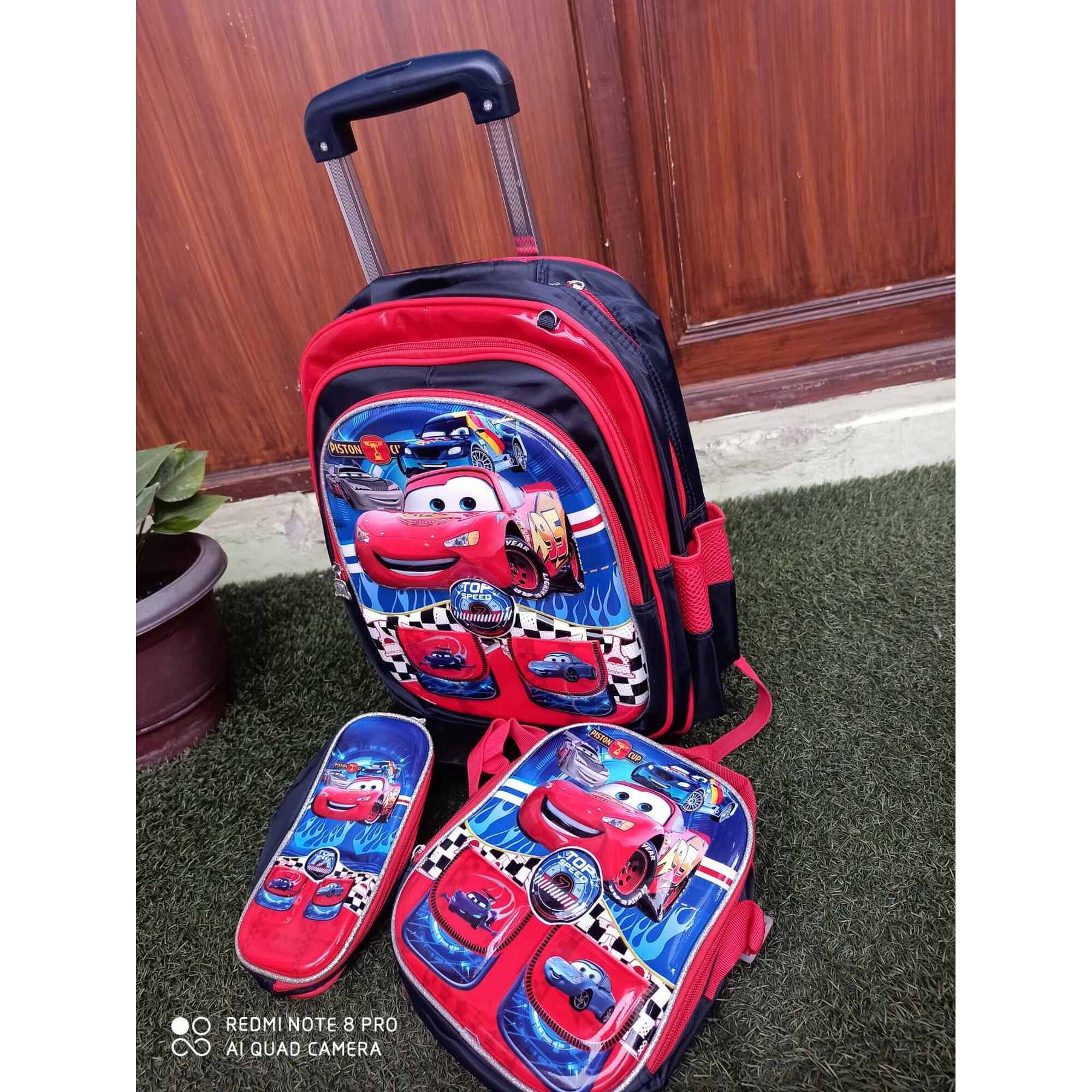 3pcs/set Children Kids School Bags With Wheel Trolley Luggage For