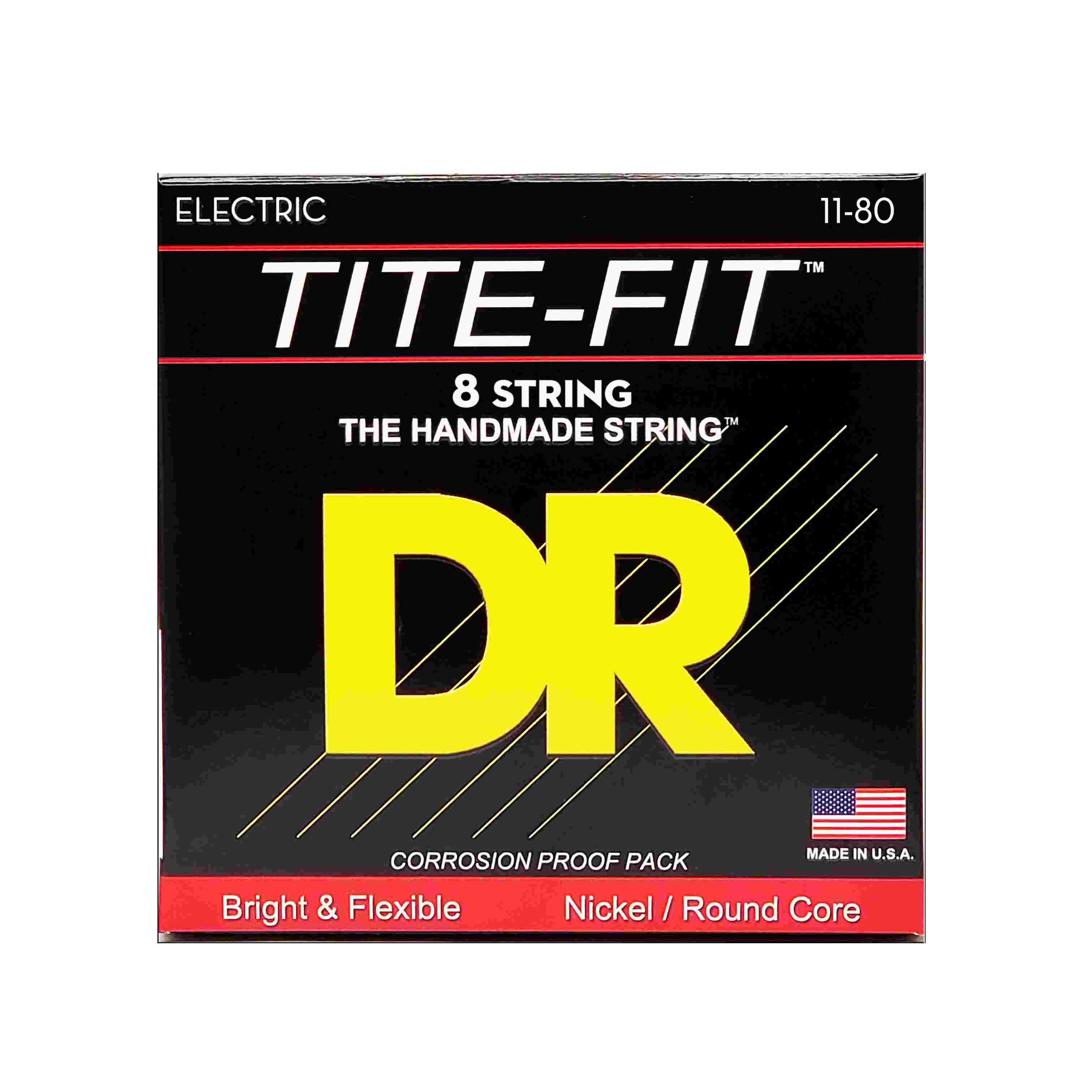 DR Strings TITE-FIT 8 String - Nickel Plated Electric Guitar Strings: 11-80 Heavy