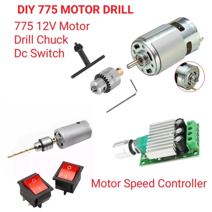 Micro Drill Chuck With 775 DC Motor For Drill With PWM Motor Speed ...