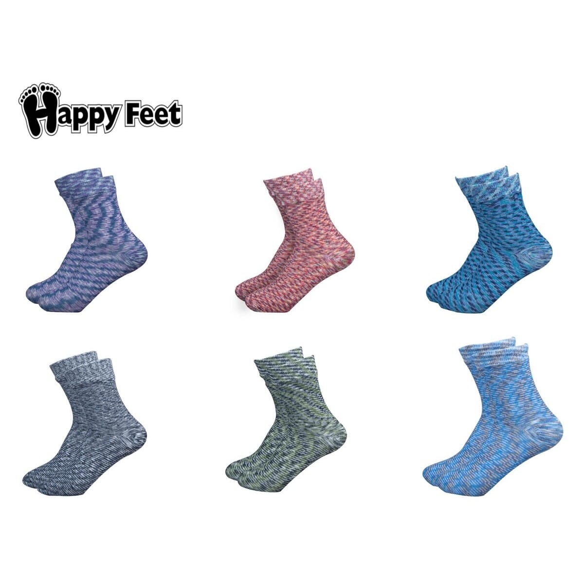 Pack of 6 Pairs of Ladies Melange Style Socks (2028)