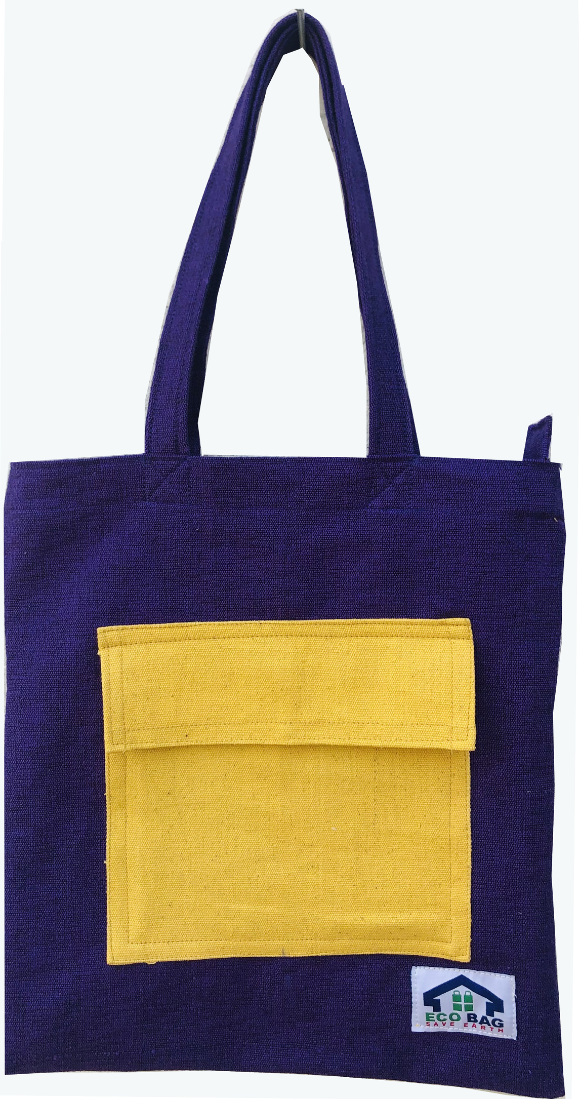 Yellow Pocket Tote Bag For Women