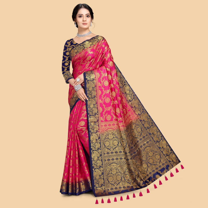 Saree For Women All-Season Cotton Silk Banarasi Traditional Style Multiple Colors