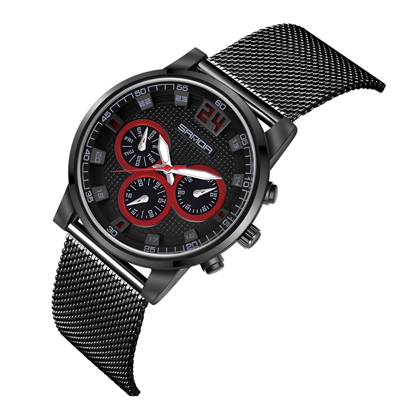 SANDA 5009 Business Fashion Three Eye Six Needle Casual Leather Waterproof  Men Quartz Watch: Buy Online at Best Prices in Nepal | Daraz.com.np