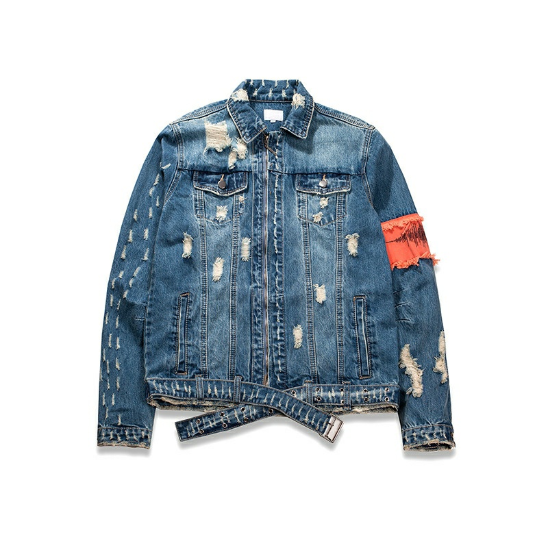 ripped jeans jacket men