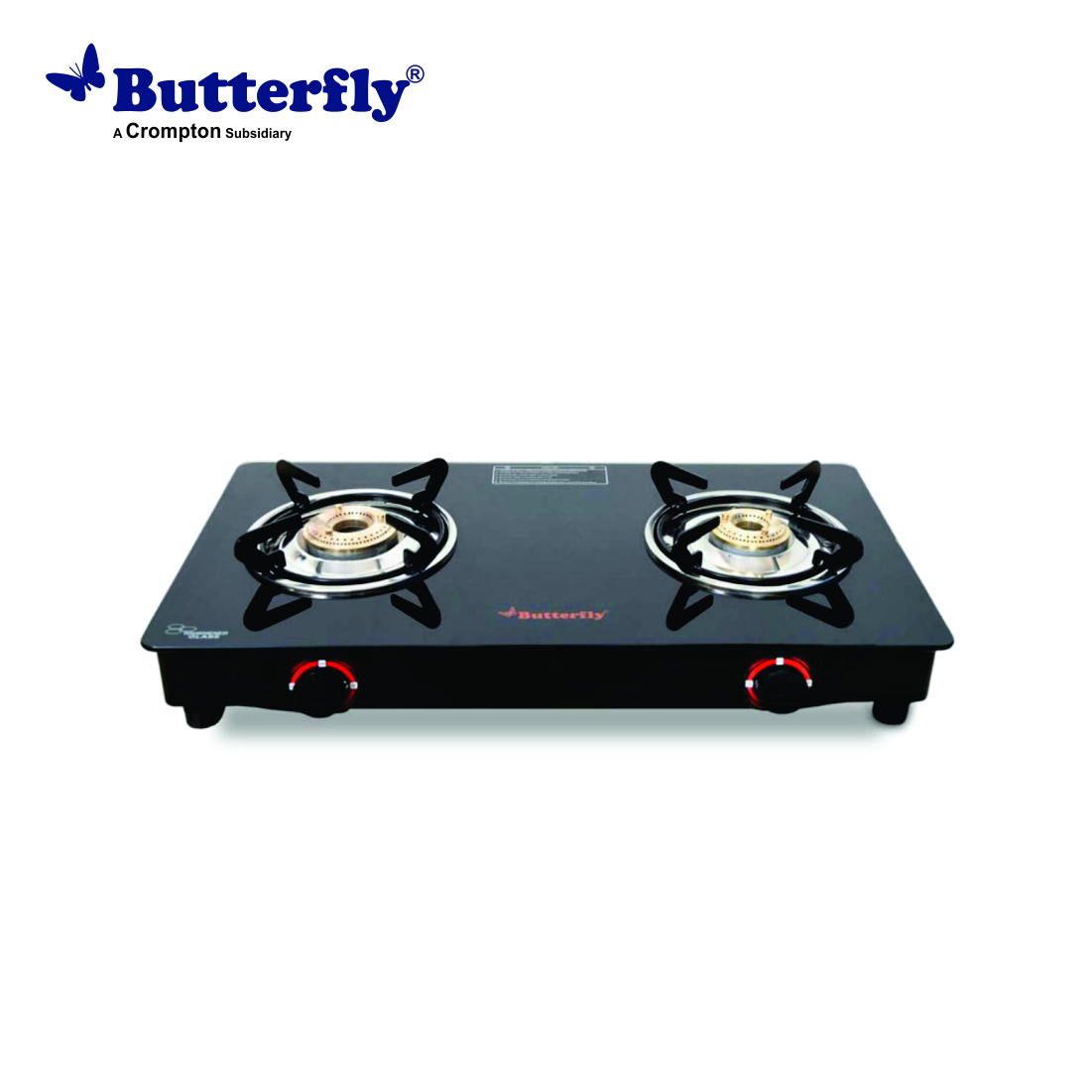 Butterfly Duo 2 Burner Glass top Gas Stove, Black, Auto Ignition ...