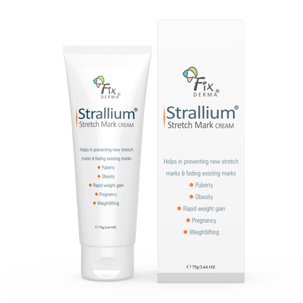Fixderma Strallium Stretch Mark Cream (Fix Derma) - Helps In Preventing New Stretch Marks & Fade Existing Marks - 75Gm