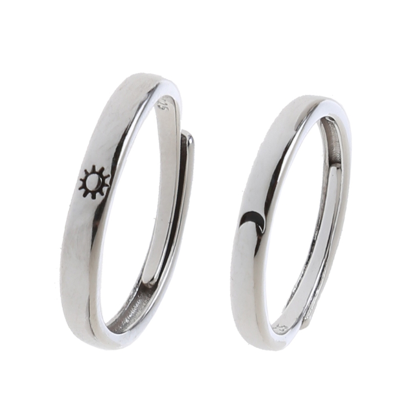 2Pcs Sun and Moon Lovers Couples Matching Rings Set Promise