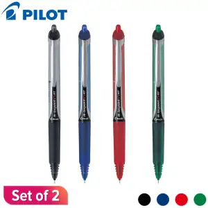 Pilot V5 Hi-Tecpoint Rollerball Pen - Fine 0.5mm Nib - Pack of 4 - Black,  Blue, Red, Green