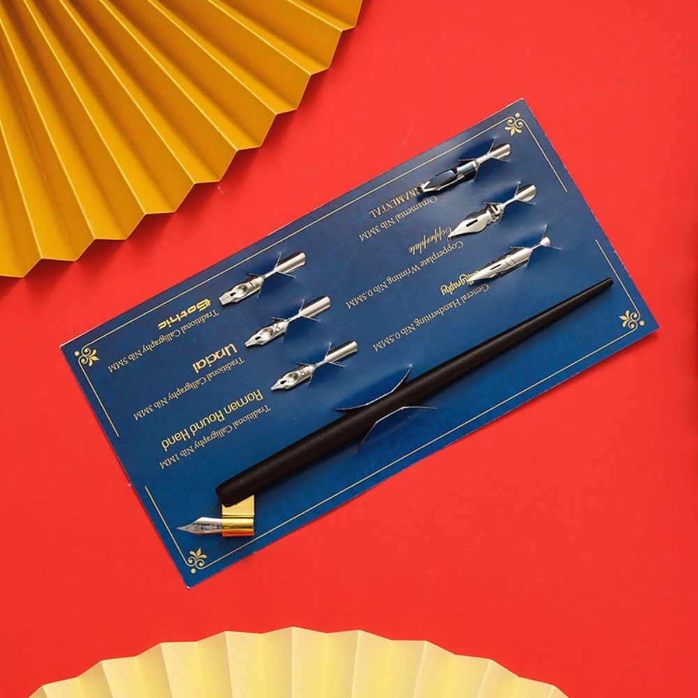 Fountain Pens Manga Calligraphy Dip Pen+6 Nibs Portable Lettering Sketching Comic Dip Pen