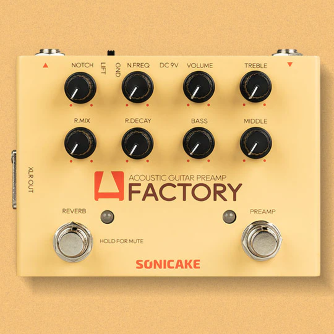 Sonicake A Factory Acoustic DI - Analog Preamp and Digital Reverb - 2-in-1 Guitar Effects Pedal