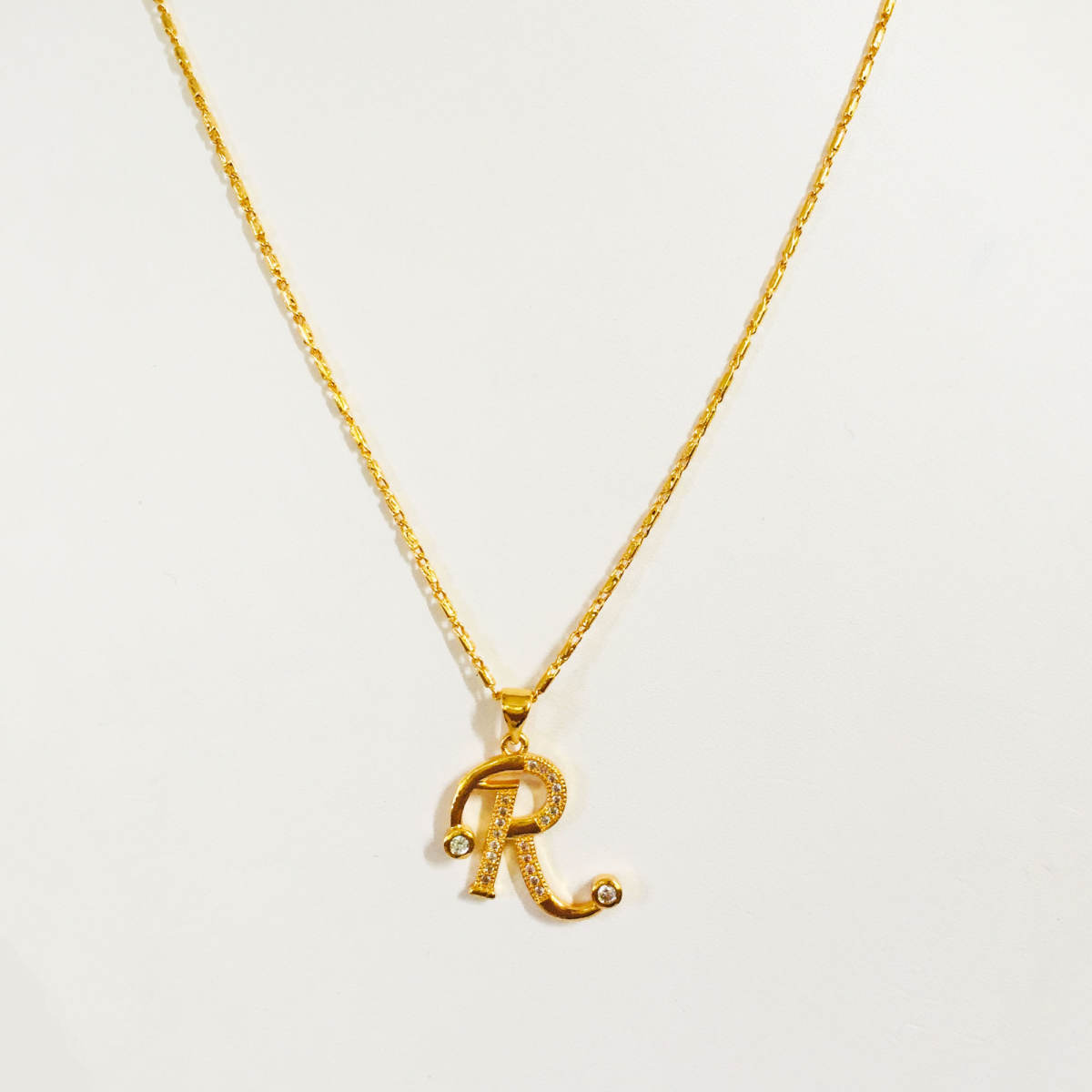 Pure Gold Plated Chain And R Design 