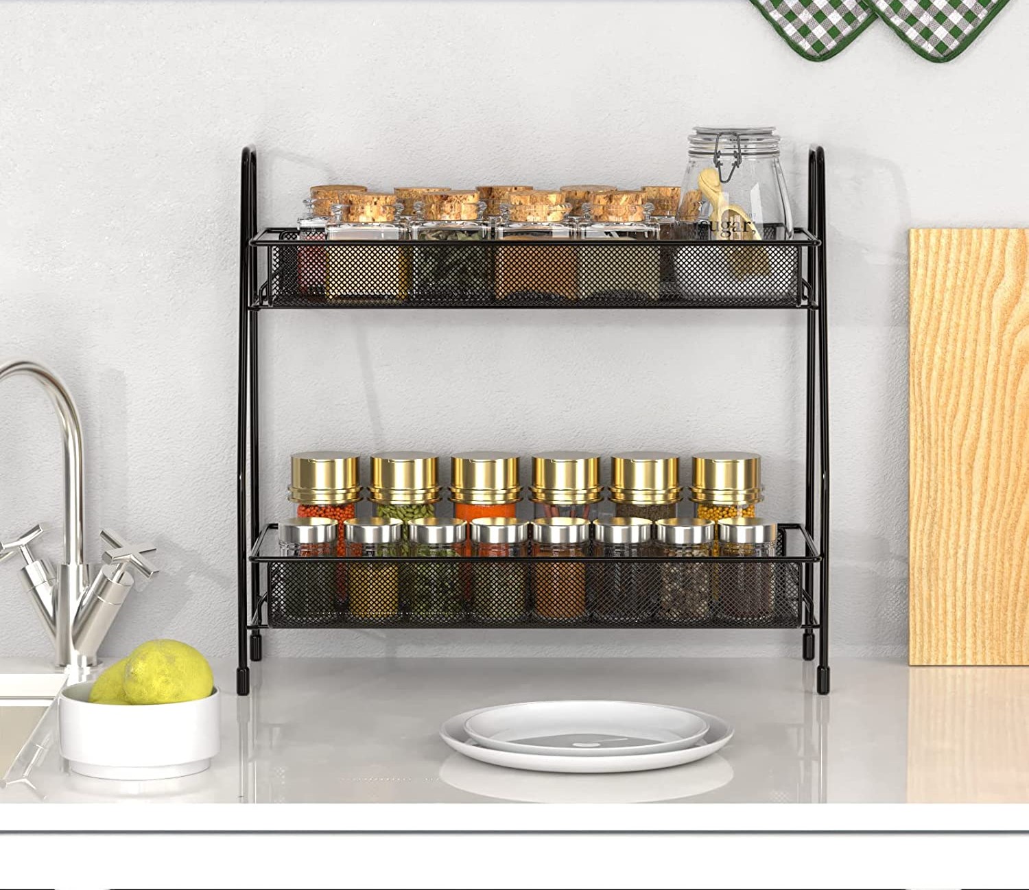 2 Layer Spice Rack Countertop Bathroom Shelf Desktop Makeup Organizer ...