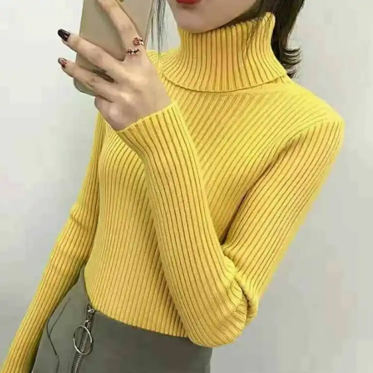 Short Sleeved Knitted Sweater // Fitted High Neck