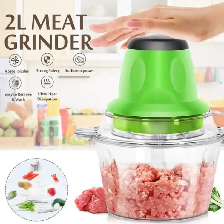 Homeasy Meat Grinder Electric, Food Processor 2L Stainless Steel Meat Blender Food Chopper for Meat, Vegetables, Fruits and Nuts with 4 Sharp Blades