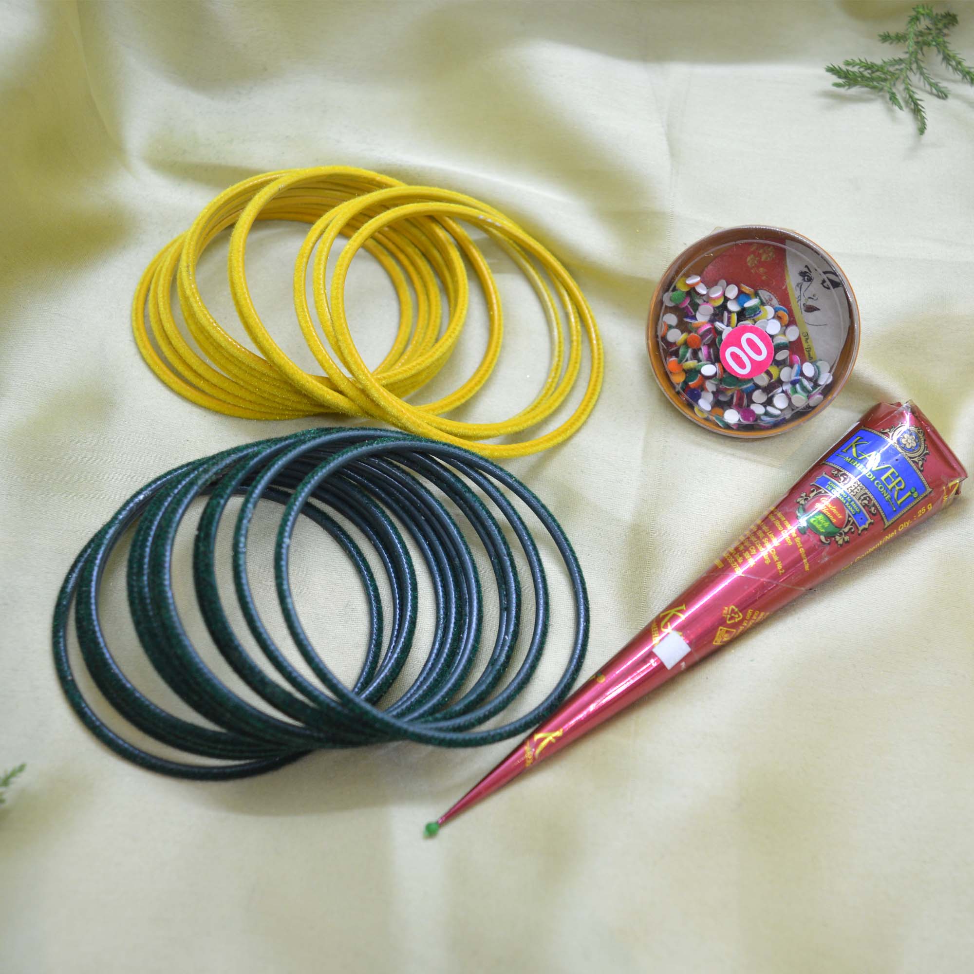 Jewels of Nepal Shrawan Special Velvet Bangles / Chura Combo Set for Women